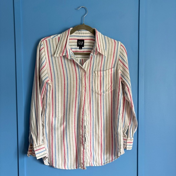 GAP Tops - GAP Striped Multi-Colored Linen Button-Up Shirt